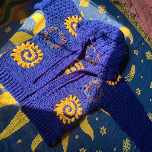 Celestial Sun Crochet Hoodie