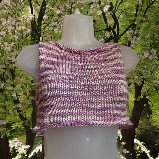 Size S-M Organic Cotton Knit and Crochet Top